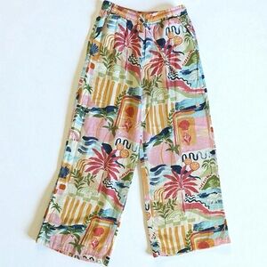 Label of Love for Anthropologie Wide Leg Linen Avalon Miami Drawstring Pants, S